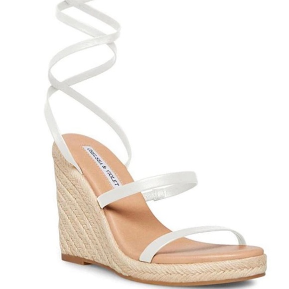 Chelsea and violet. White Wrap Espadrille Wedge 
BLACK FRIDAY DEALS - Picture 1 of 10